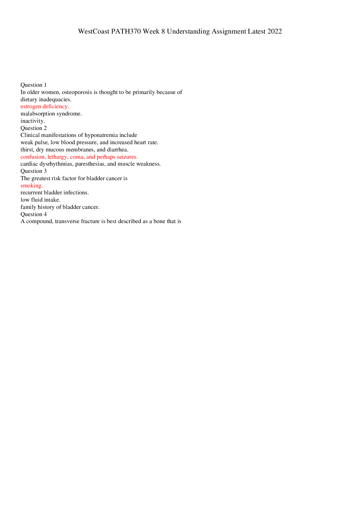 Preview image for WestCoast PATH370 Week 8 Understanding Assignment Updated/WestCoast PATH370 Week 8 Understanding Assignment Updated